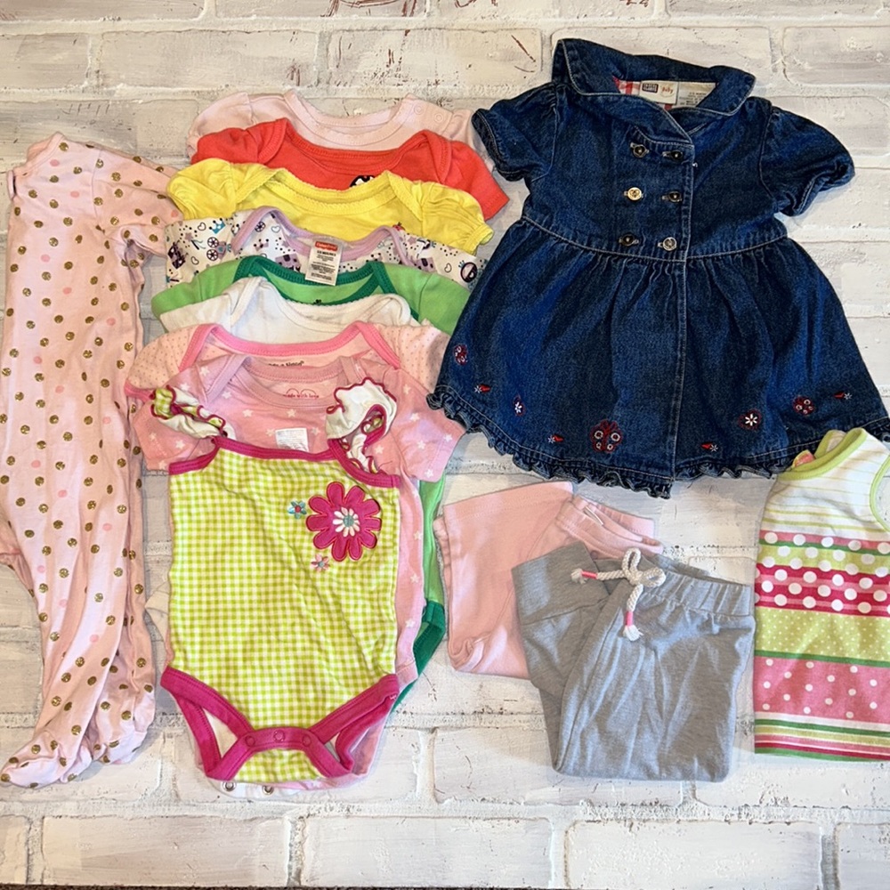 Babygirl 3/6m spring & summer onesie top footie bundle!!